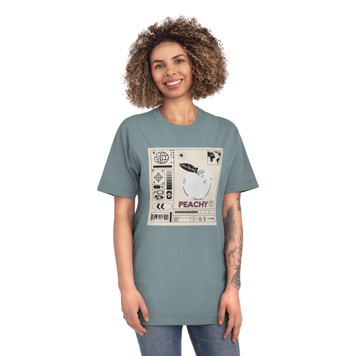 Peachy front Minimalist Design Faded Shirt